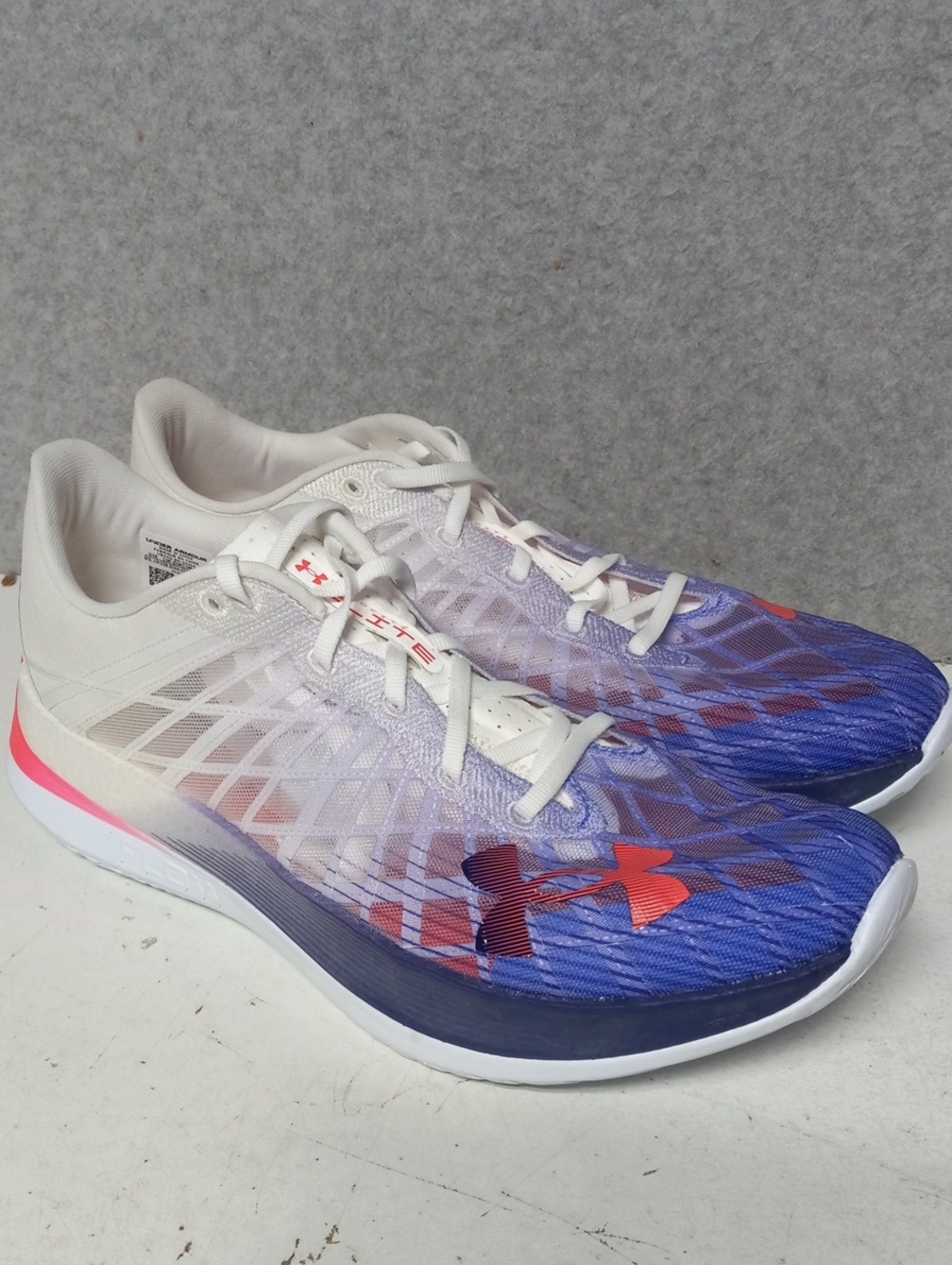 Under Armour Flow Velociti White Purple Running Shoes Mens Sz 10.5 NEW W/out Tag